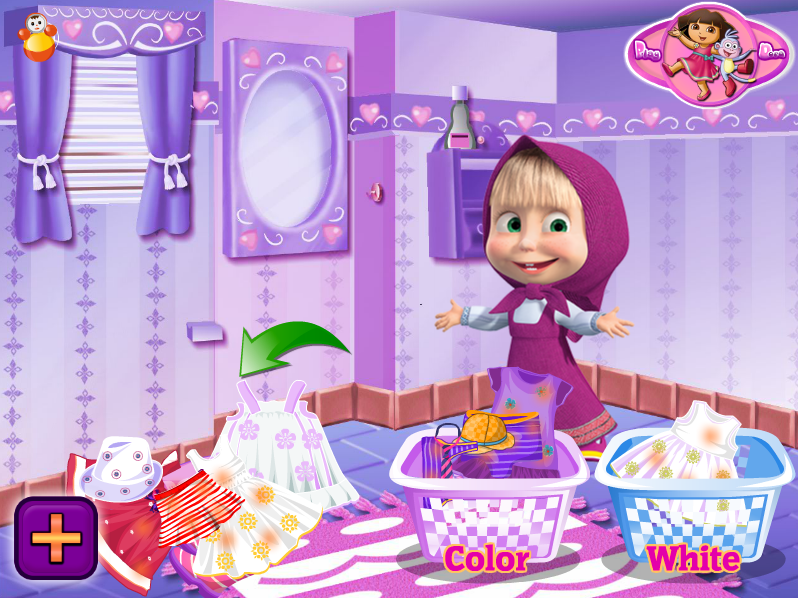 Masha Laundry Day Play Online on Flash Museum 🕹️