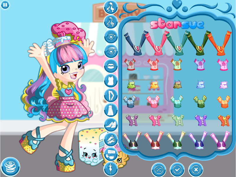 Shopkins Shoppies Rainbow Kate Dress Up Gameplay