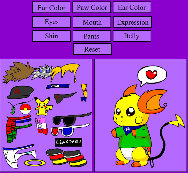 Raichu Dressup v2.0 Gameplay